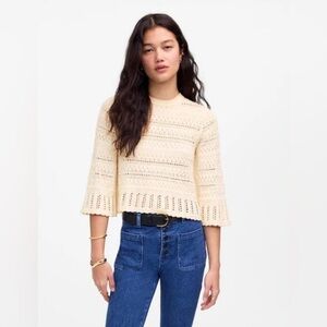Madewell Scalloped-Trim Sweater Tee, Ivory Size